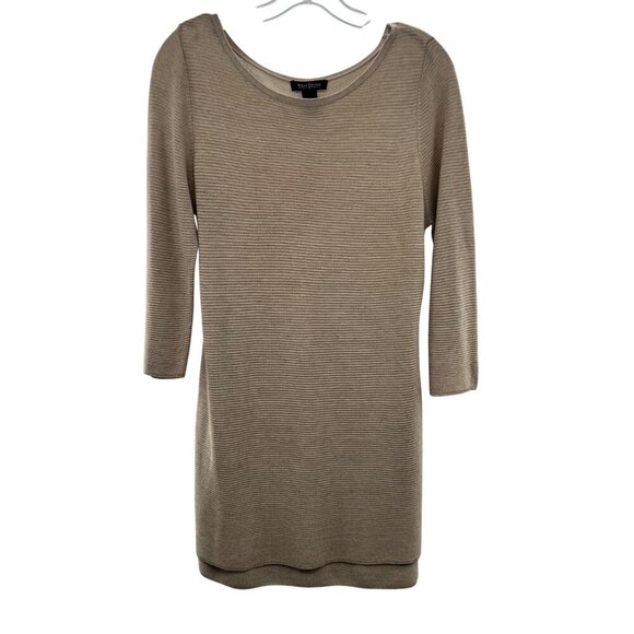 WHBM Women's Ribbed Pullover Tunic Sweater 3/4 Sleeve Tan Size Large - Picture 1 of 9